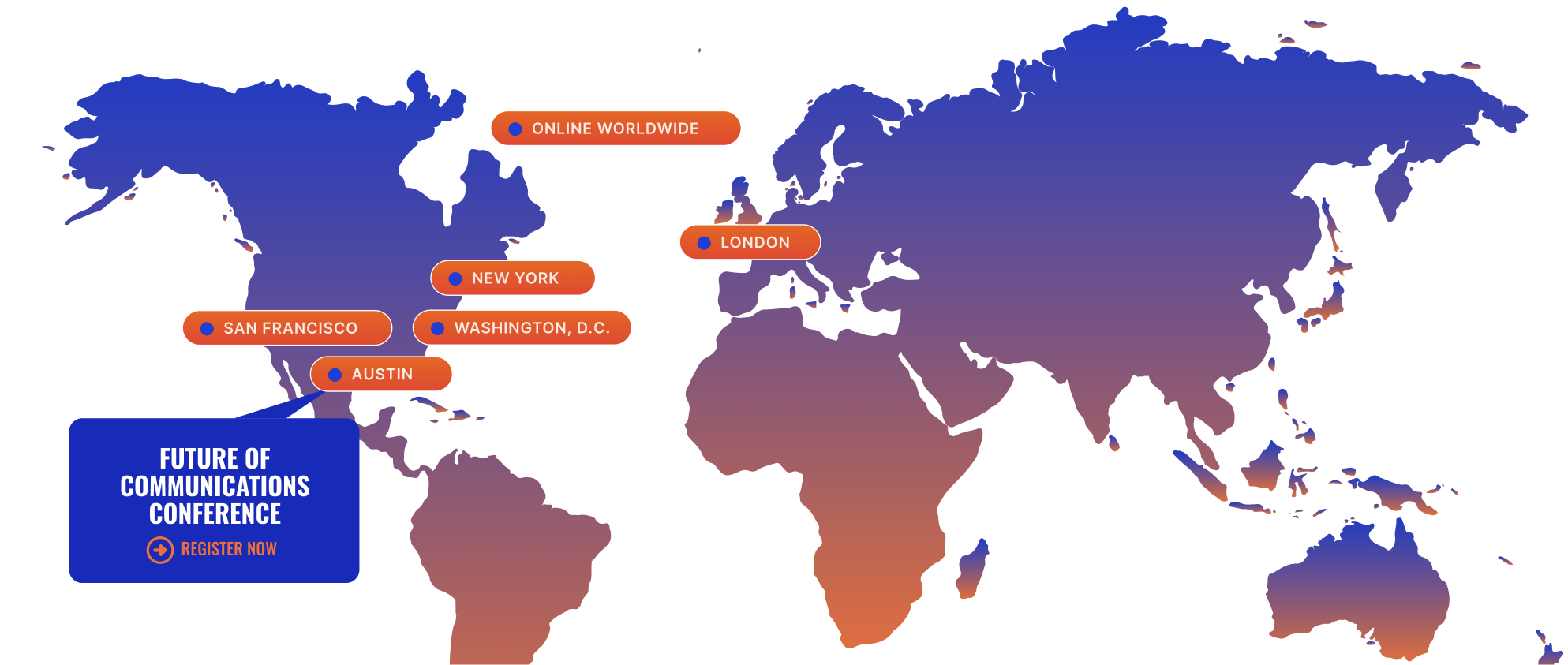 World map showing CommsWeek's global experience